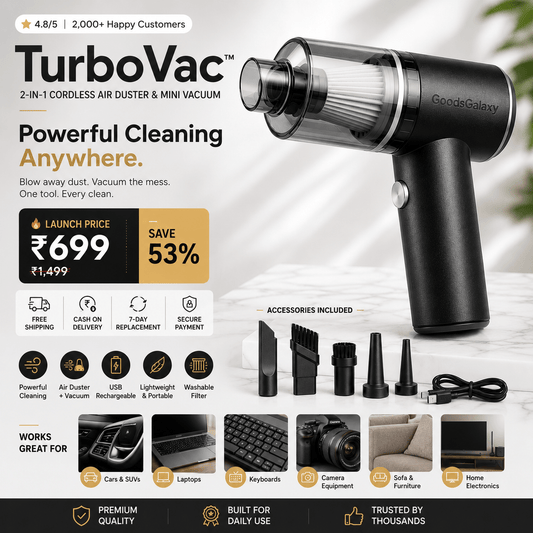 TurboVac™ – 2-in-1 Cordless Air Duster & Mini Vacuum