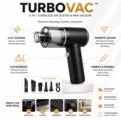 TurboVac™ – 2-in-1 Cordless Air Duster & Mini Vacuum